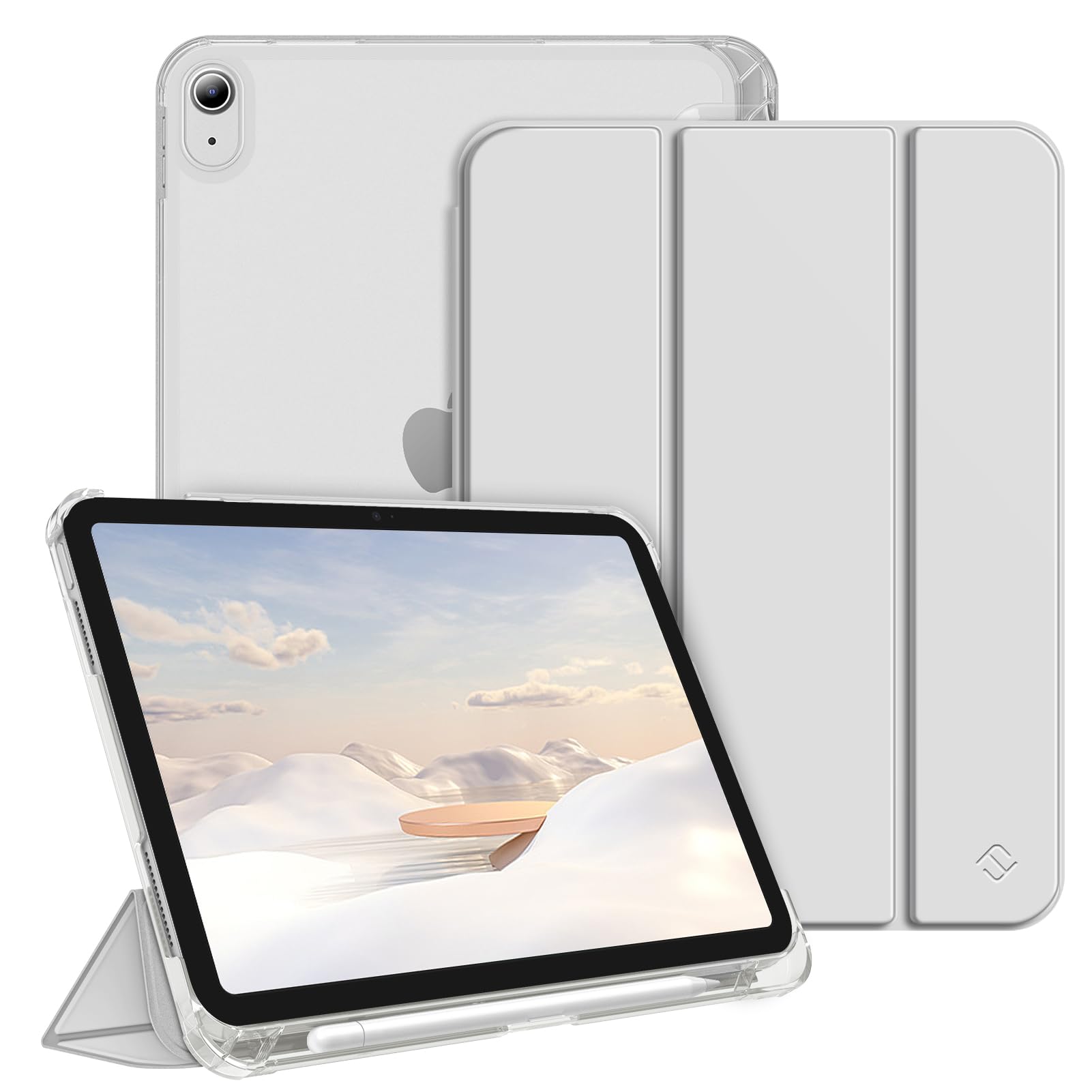 FINTIE Case Compatible with iPad 10th Generation (2022) 10.9 Inch, Ultra Slim Protective Cover with Matte Back Shell with Pencil Holder, Auto Wake Sleep, Silver