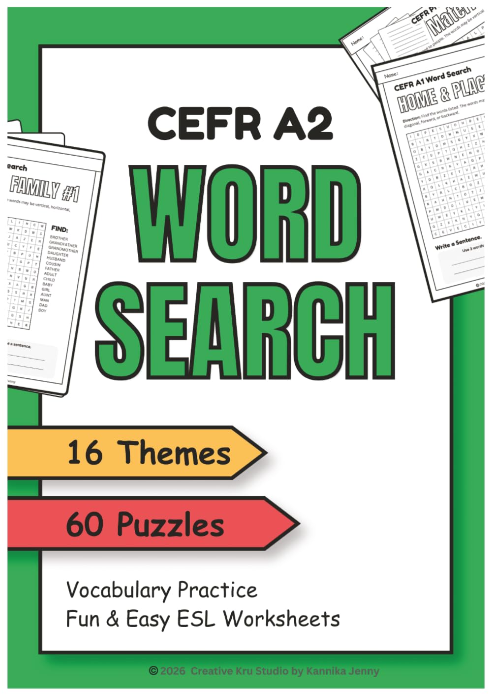 CEFR A2 Vocabulary Word Search Puzzles: 60 Puzzles with 800 Vocabulary Words | 16 Topics | Bonus Practice for ESL & EFL Learners | Fun for Leisure (CEFR Vocabulary Puzzles)