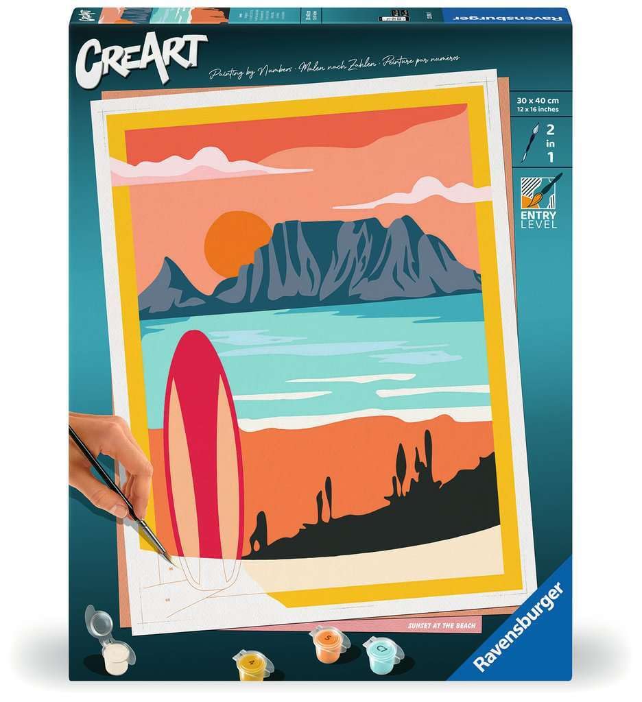 Ravensburger CreArt 23898 - Sunset at The Beach - Painting by Numbers for Adults and Children - from 12 Years