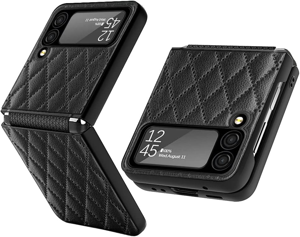 SHIEID Funda para Samsung Z Flip 3, funda para Galaxy Flip 3, funda protectora de piel, ultrafina, a prueba de golpes, compatible con Samsung Galaxy Z Flip 3 5G, color negro