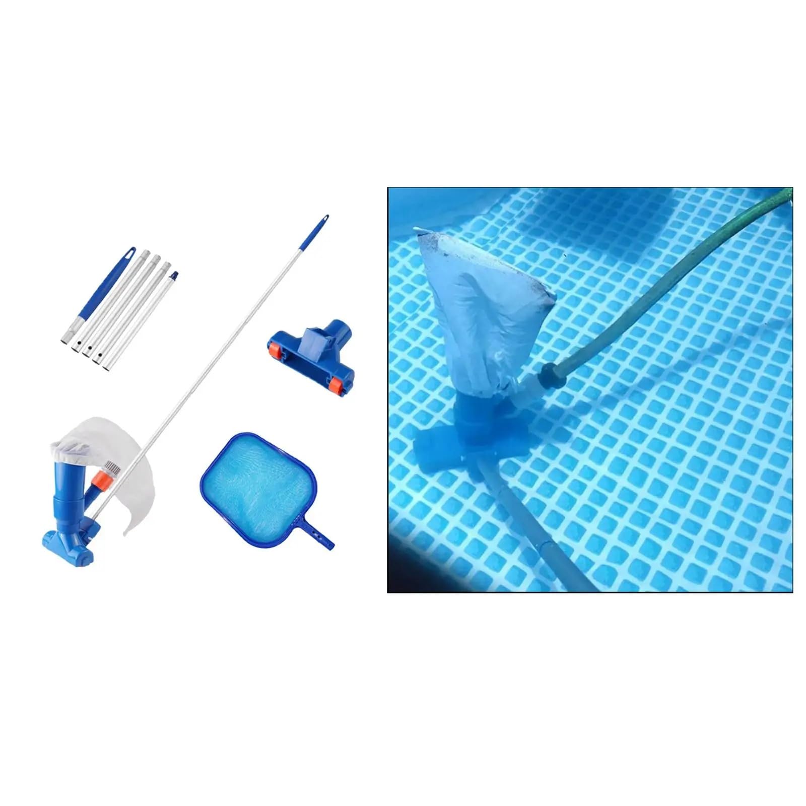aspirateur Piscine Kit d'entretien de Nettoyage de Piscine Filet à Mailles Fines Aspirateur à Eau Poignée de pulvérisation Kit de Nettoyage de Spa Accessoires Outils de Nettoyage Kit Piscine