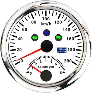 Motorcycle Odometer 120km/h 200km/h 85mm GPS Speedometer Gauge 0-200MPH GPS Speed Meter Odometer With Tachometer 8000 RPM For Car Boat ATV With GPS