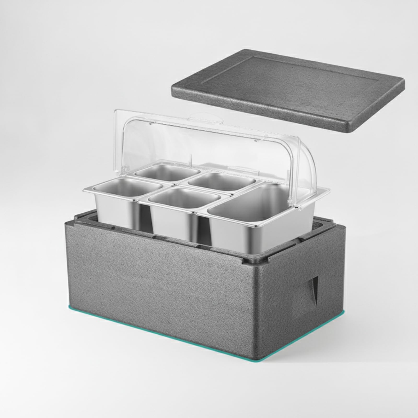 Contenedor Isotérmico de Alimentos Caja, 31L Tapa Sólida Gris + Caja Vacía