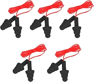 SAFE HANDLER CovertX Ear Plugs | Noise Reducing Ear Plug, Corded, Black with RED Cord (5 Pairs)