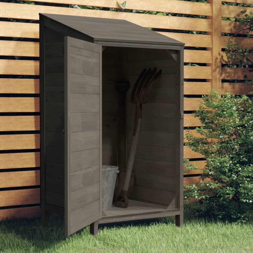Caseta para herramientas de cortacésped y bicicleta, 55 x 52 x 112 cm, de madera maciza de abeto, con soporte de pared, para organizar y almacenar el jardín