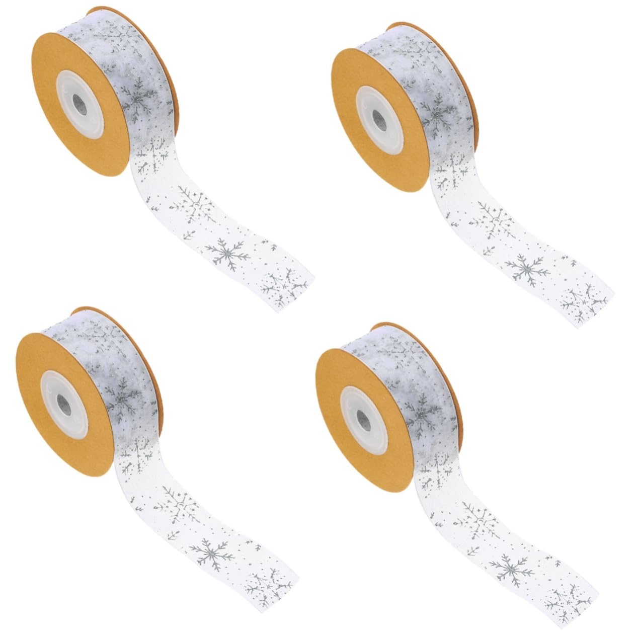 Ruban Arcs D'arbre De Noël Lurrose 4 Rouleaux Chemin de Table en Polyester Argent