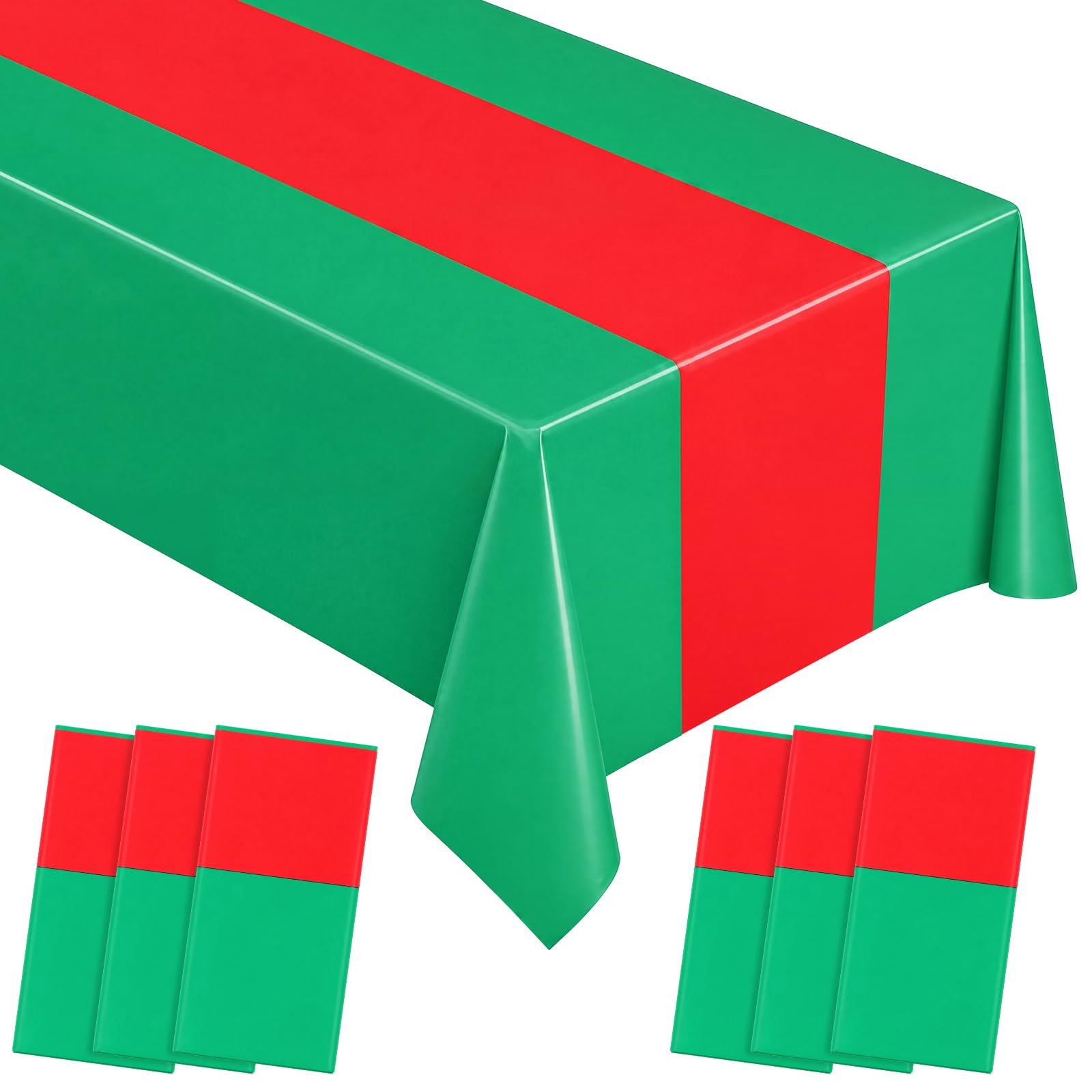 Oudain 6 Pcs Halloween Plastic Table Cloths 54" x 108", Red,Green