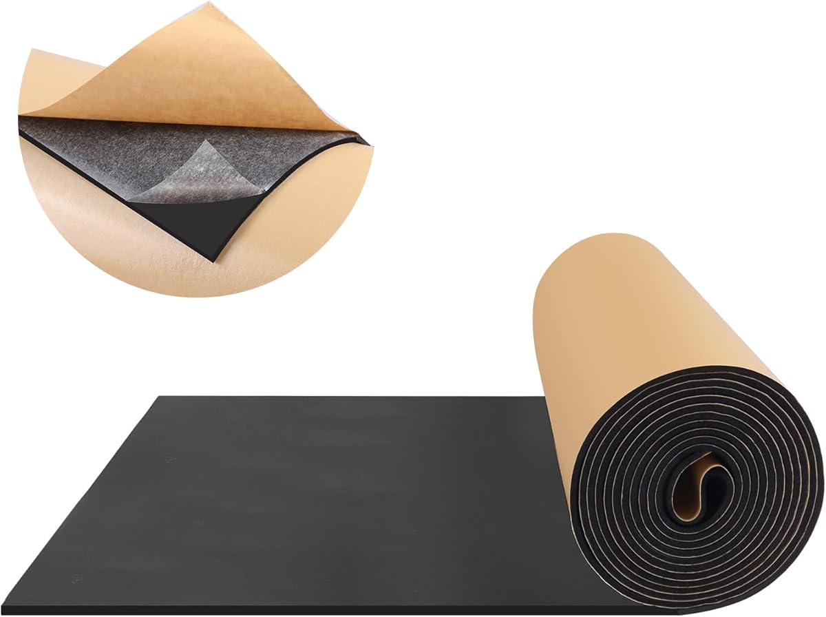FONUNO Foam Padding Sheets with Adhesive Foam Insulation Neoprene Sheets Closed Cell Insulation Neoprene Rubber Roll for Gaskets Liner Crafts DIY Projects, Black, 12" Wide x 59" Long x 1/8" Thick