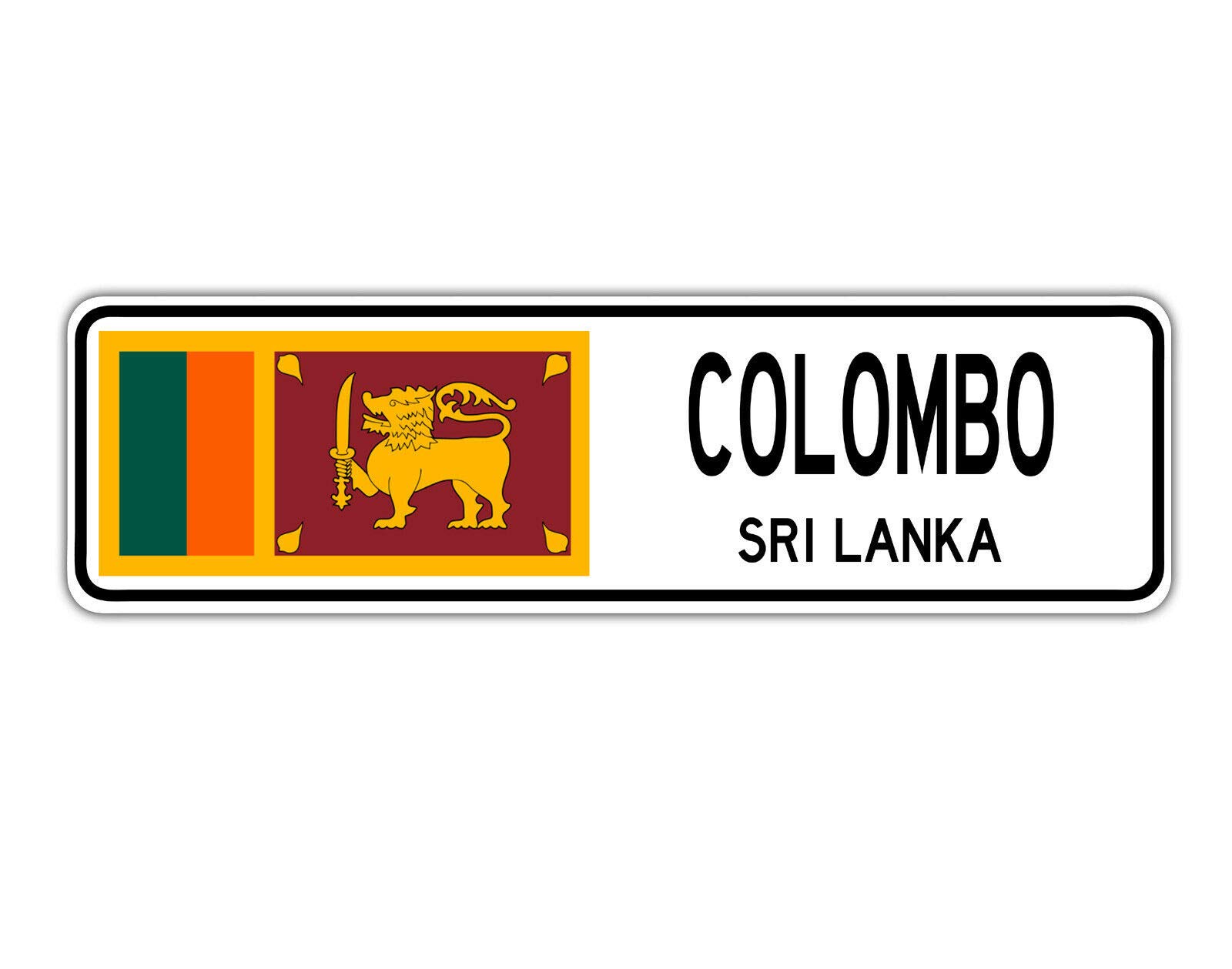 Biopracess Warningsigna5495 Colombo, Sri Lanka Street Sign Sri Lankan Flag City Country Road Wall Gift Street Sign 4X16 Inches