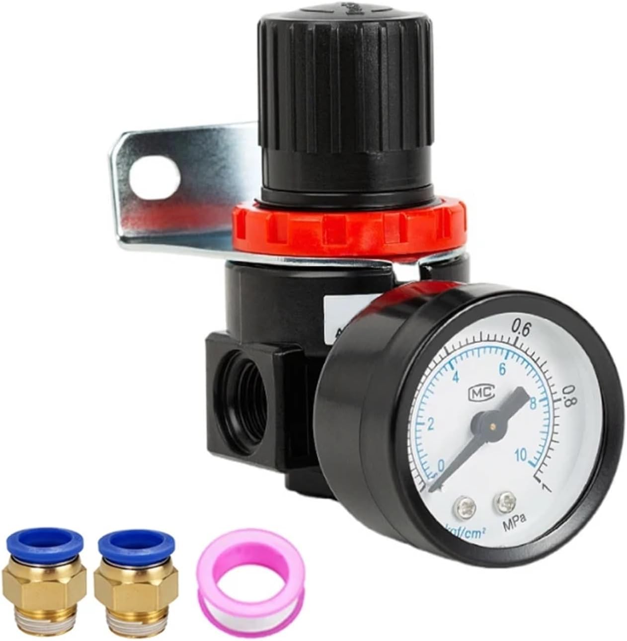 AR2000 1/4" Thread Pneumatic Air Compressor Pressure Regulator Reduction Valve 4mm 6mm 8mm 10mm 12mm Connector Fittings (Color : AR2000 and 8mm)