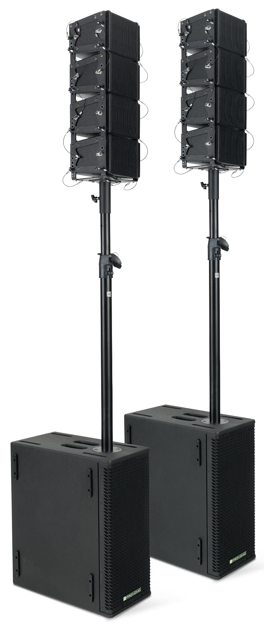 Pronomic V-Array Compact-Twin Set, Subwoofer 208, Équipement: 2X woofer 8" | DSP: processeur DSP 96 kHz, 48 bits, Récepteur Bluetooth® 4.2, Presets DSP: FLAT, LIVE1, LIVE2, 2x sortie ligne XLR, 1 kg