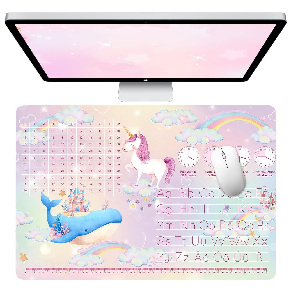 Sottomano in Pelle per Bambini Ragazze Unicorno, Pad per Ufficio Rosa, 60x40 cm