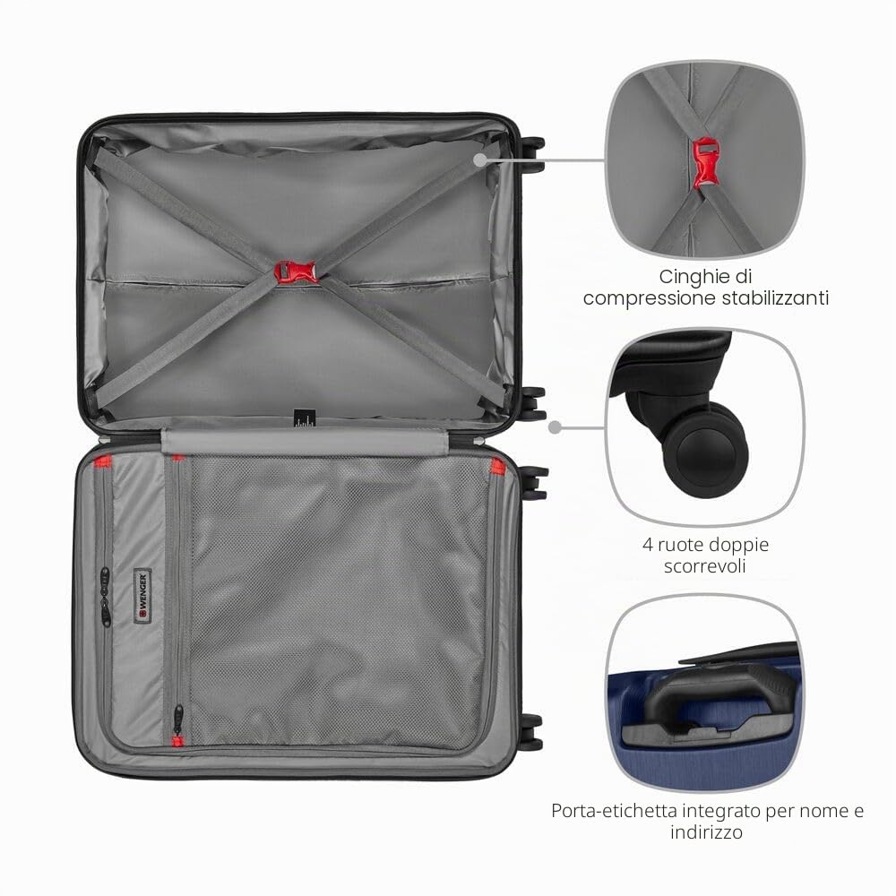 WENGER Pegasus Valigia Rigida con 4 Ruote, Trolley, Espandibile, Serratura, Uomo Donna, Viaggi Vacanze