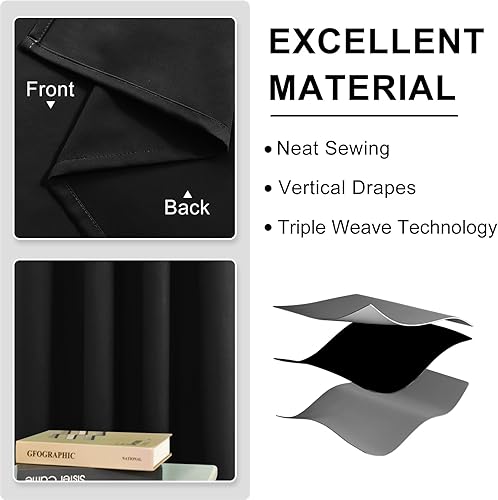 Miniatura 4 de DWCN Cortinas opacas para dormitorio, oscurecimiento, aislamiento térmico, cortinas gruesas que bloquean la luz, juego de 2