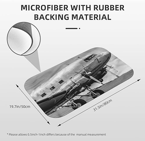 Miniatura 4 de JUNTAIY Rubber Non Slip Mat, Vintage Airplane Kitchen Door Mat, Old Airliner, 31.4" W x 19.6" L, Soft and Non Slip for Elderly and