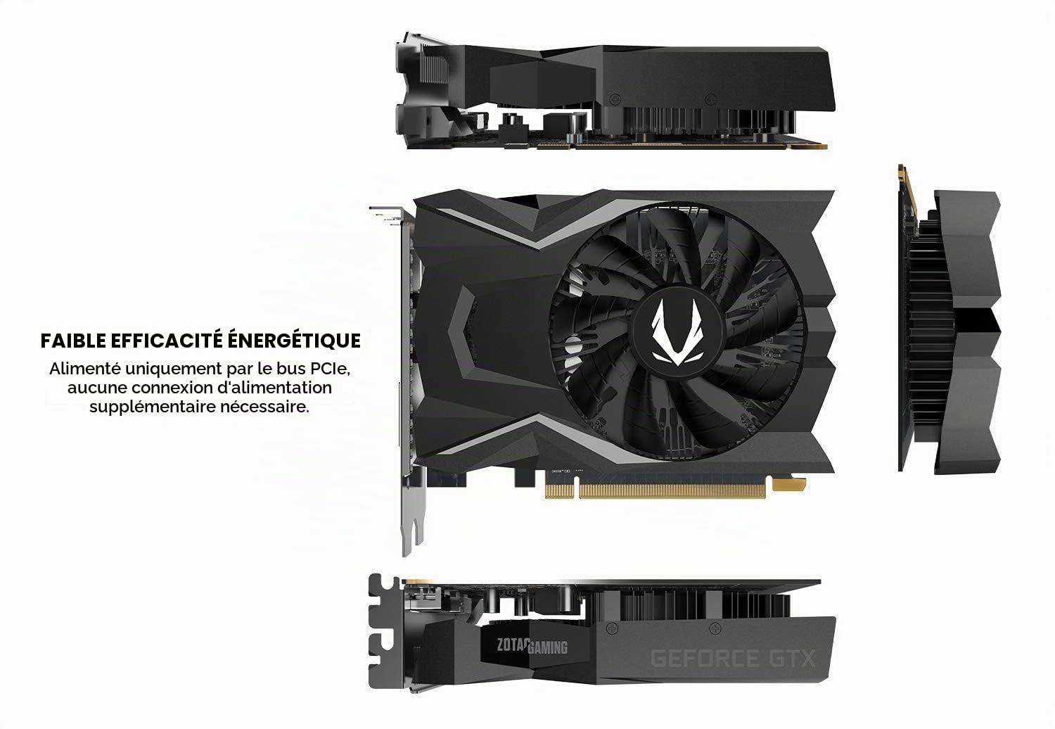 Zotac Carte Graphique Gaming GeForce GTX 1650 OC, 4096 MB GDDR5 896 Core, 1485 MHz GPU, 1695 MHz Boost Noir ZT-T16500F-10L