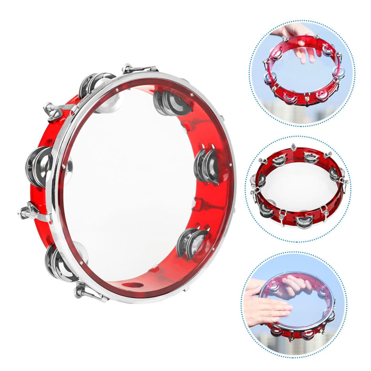 BESTonZON Tamburello Portatile Mano per Ragazzo Ragazza Strumento Musicale Percussione Leggero e Resistente per Feste e Attività Didattiche