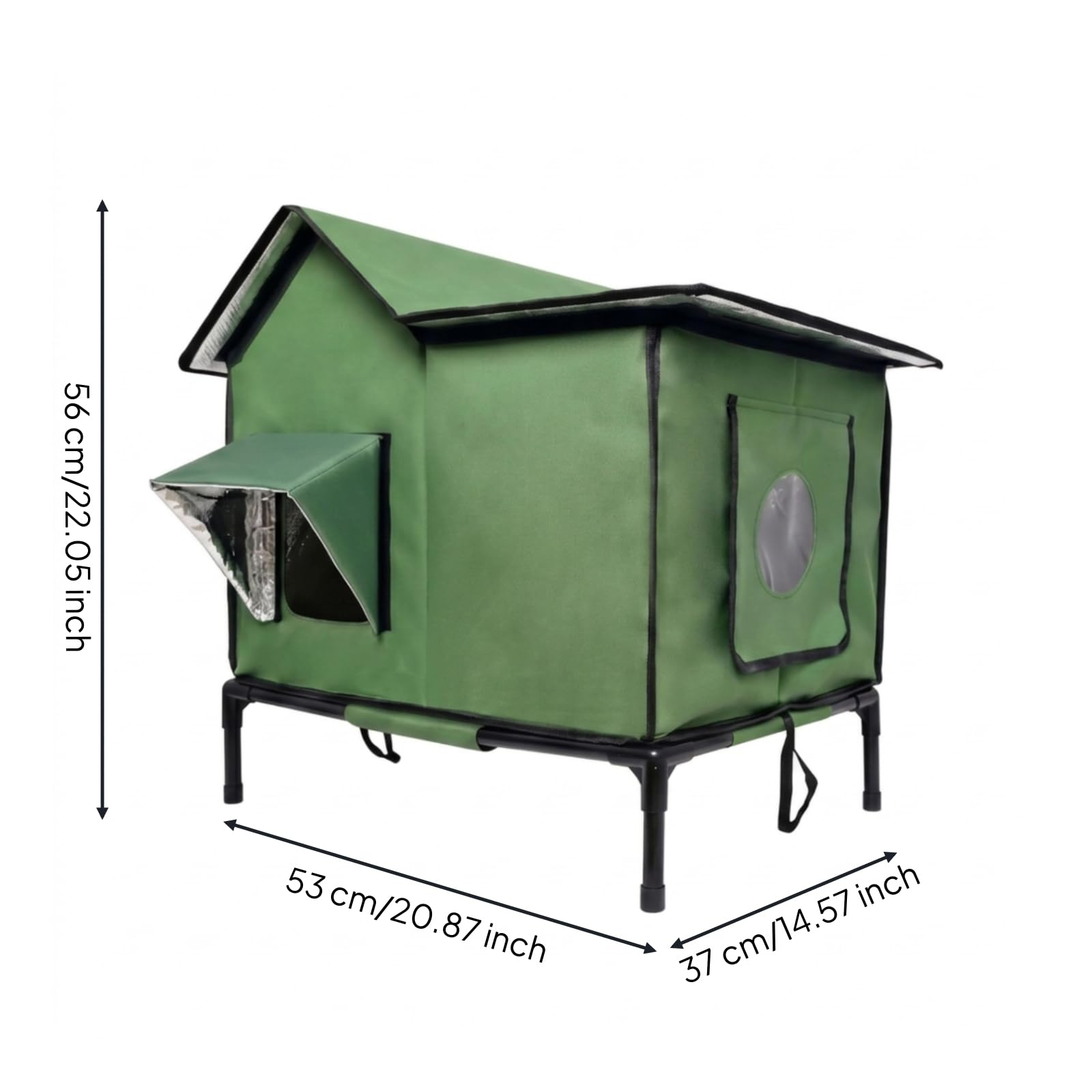 Casetta per Gatti da Esterno Rifugio Cuccia Capanno Sicuro con Esterno 600d Impermeabile Interno Coibentato Struttura Sollevata 12 Cm Ingresso