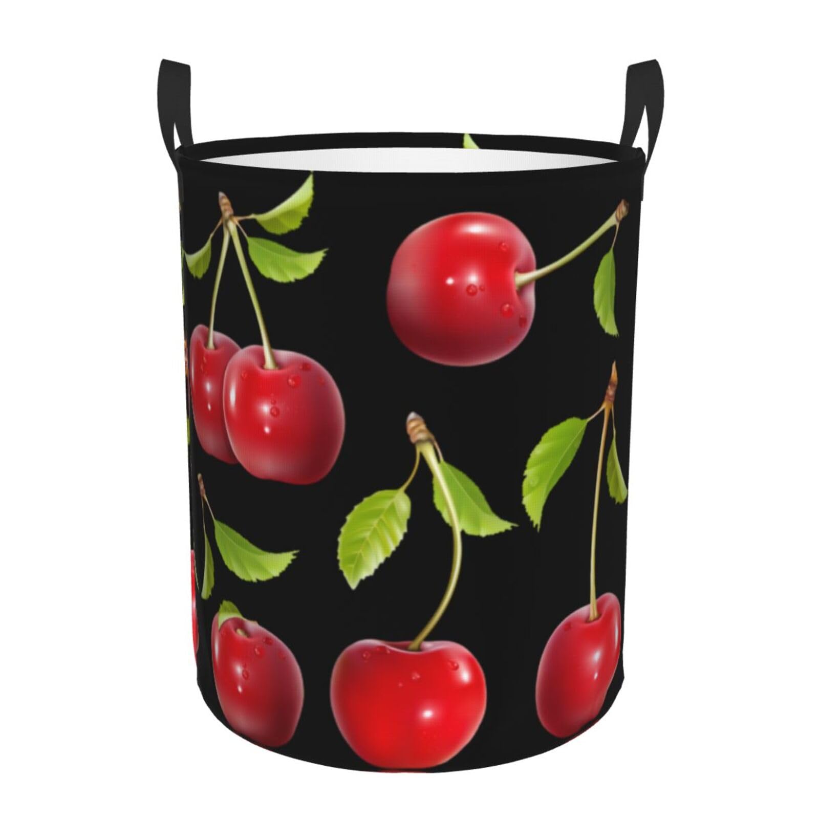 S Circular Hamper Cherry fruit Print Storage Basket for Home