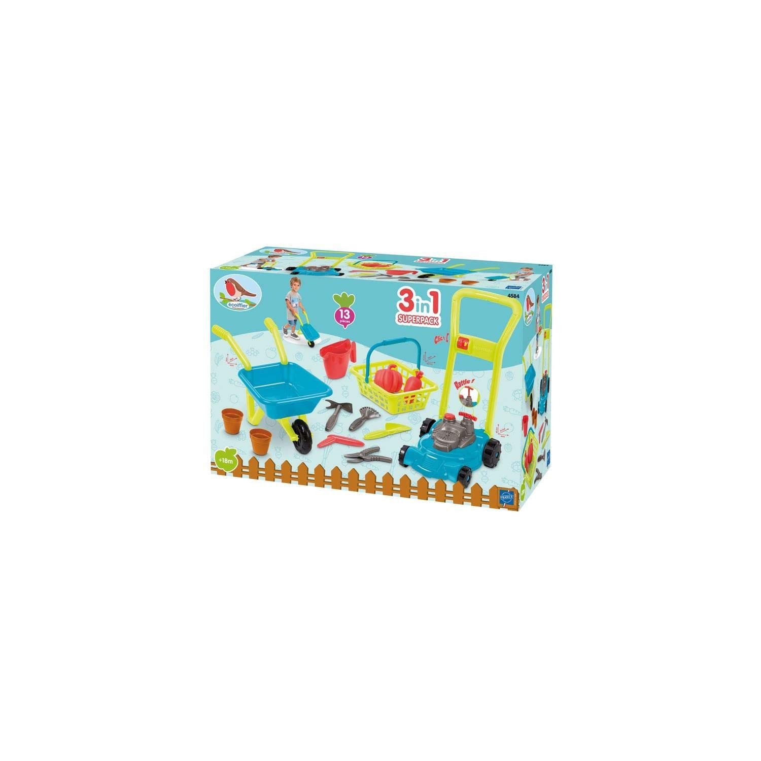 Set Attrezzi Da Giardino Per Bambini, 4 Pezzi: Rastrello, Pala, Vanga E Rastrello, Colore Arancione, Small Foot