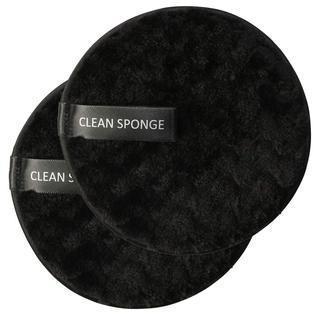 OHQ Makeup Remover towel Face Cleansing Cloth Pads Plush Puff 2Pcs (Black)