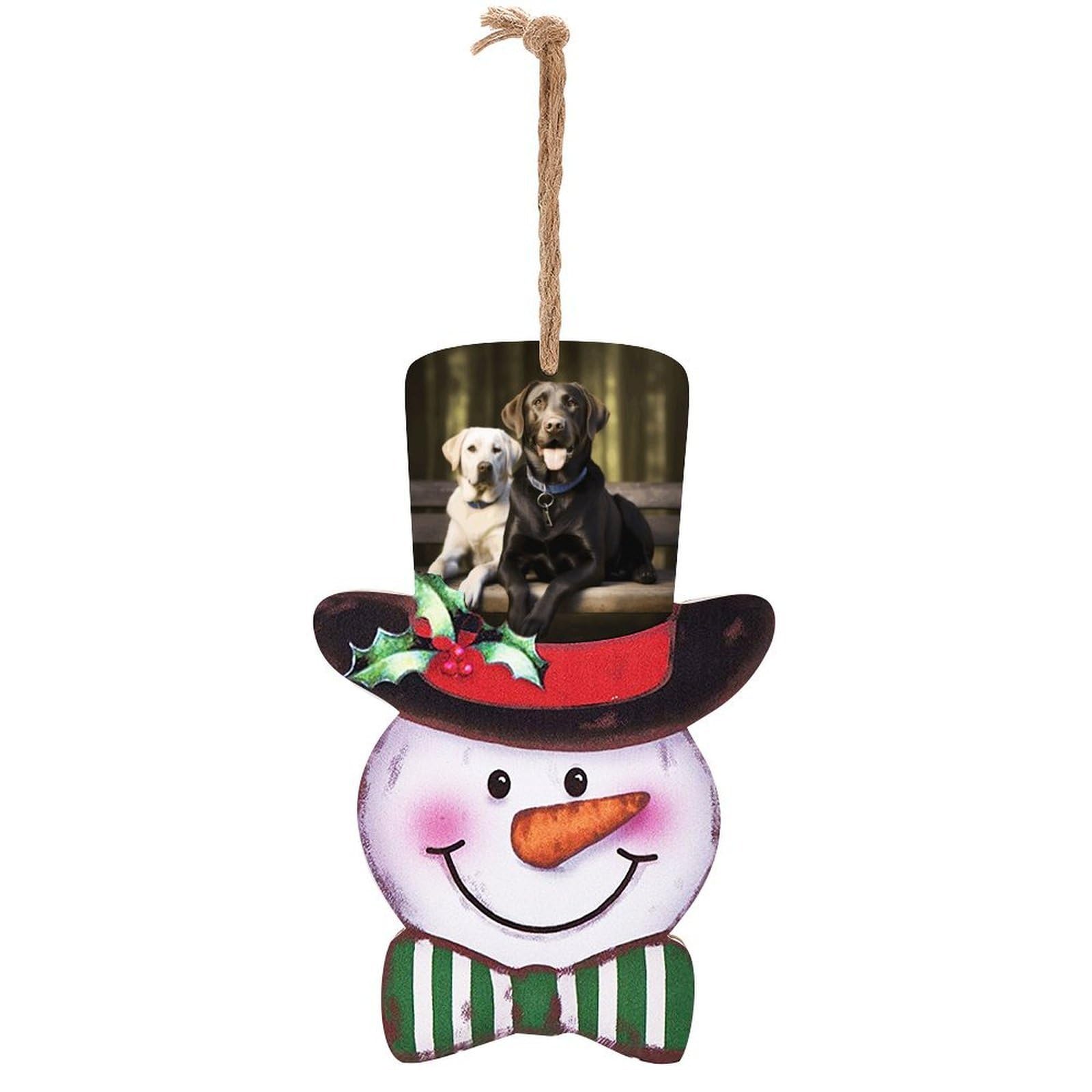 Labrador Snowman Decor Christmas Snowmans Hanging Decors Wooden Exquisite Holiday Decoration Sign for Home Window Wall Farmhouse Indoor Outdoo