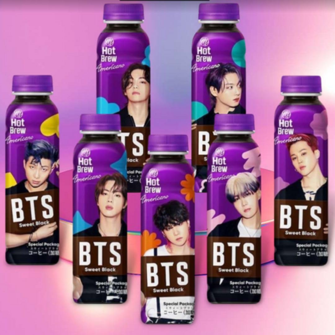 Bebida Coreana de Café | Sweet Black y Black BTS | Una Bebida Exclusiva para Fans del K-pop | 350ml | Pack de 2