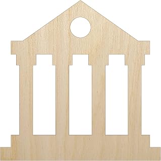 Courthouse Justice Legal Lawyer Judge Icon Unfinished Wood Shape Piece Cutout for DIY Craft Projects - 1/8 Inch Thick - 6.25 Inch Size