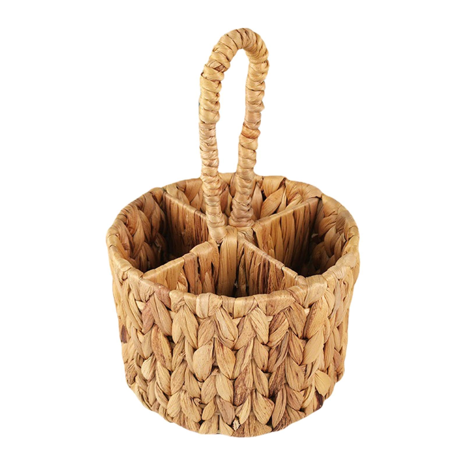 LOVIVER Cesto portaposate in vimini, organizer per utensili da cucina, portaposate portatile robusto in giacinto d'acqua intrecciato per cucchiai da festa
