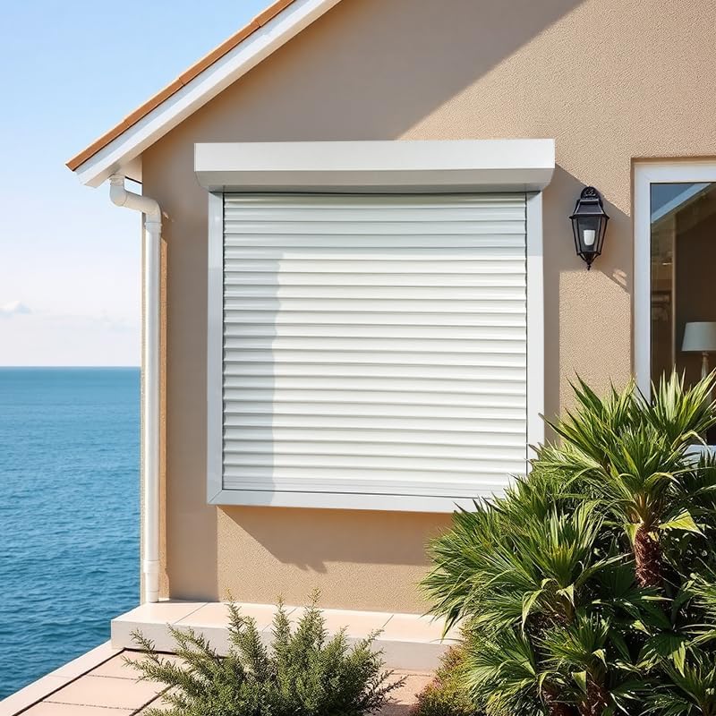 Shade Exterior, Roller Shutter Aluminum with Form Slat, Heat Sound Insulated, Windproof Motorized Outdoor Curtain for Window (Aluminum+Form Slat)