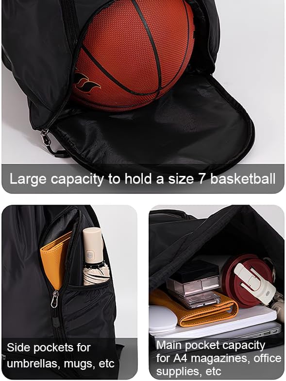 Miniatura 3 de Sports Drawstring Backpack, Waterproof Swim Gym Bag for Women&Men, String Basketball Pack with Shoes Compartment, Dark Blue