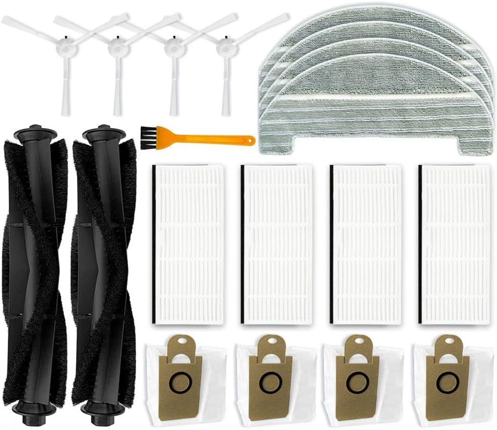 Accessories Kit for Ultenic for T10 vacuum cleaner, 2 Main Brushes, 4 , 4 Side Brushes, 4 Mop for PADS, 4 Bags and 1 cleaning brush, Robot Vacuum Cleaner Accessories