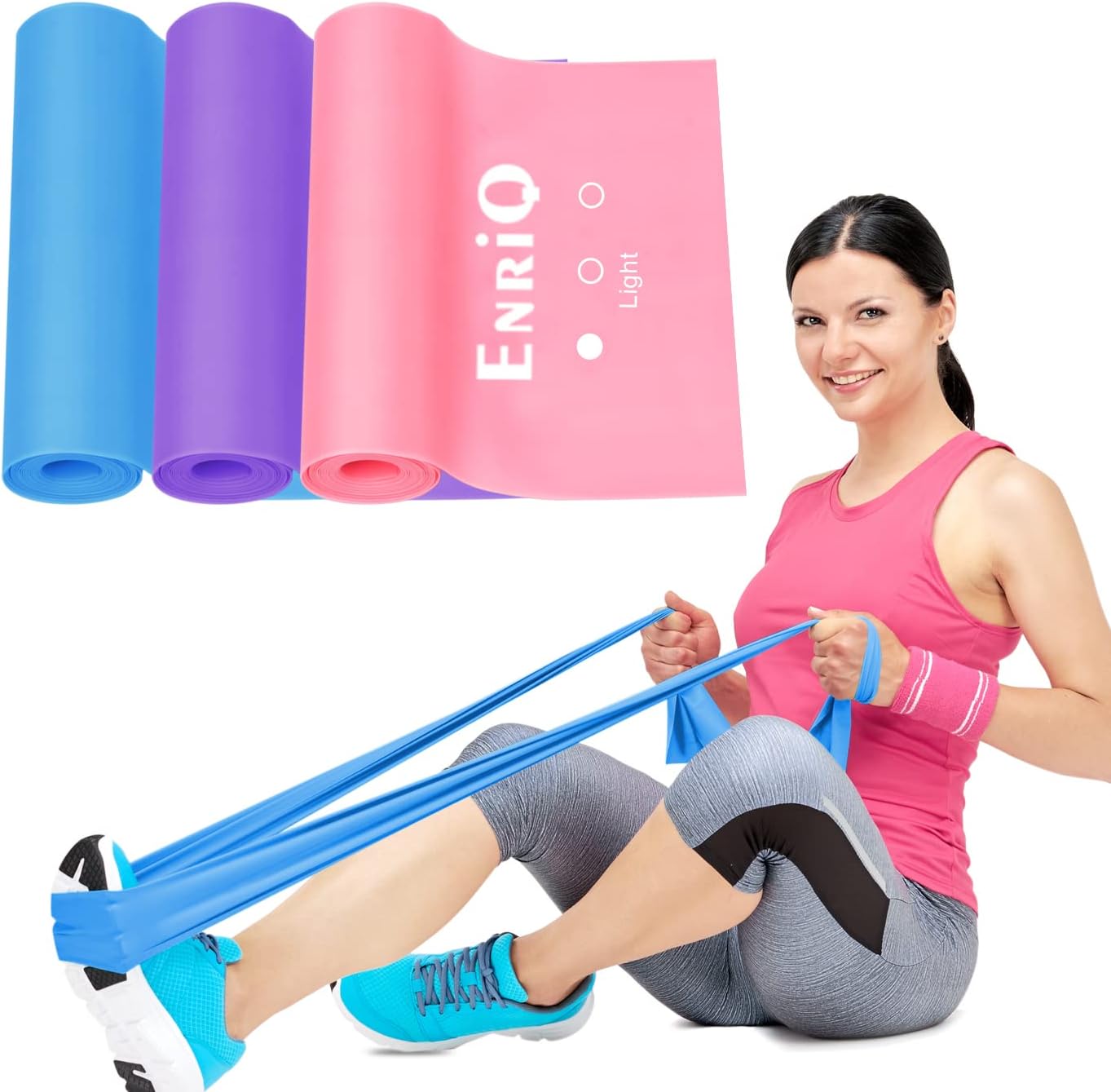 6 ft. Long Resistance Bands Set of 3, Premium Non-Latex Elastic Exercise Bands Exercise Stretch Bands for Any Exercise Physical Therapy, Yoga, Home,Outdoor, Gym Women Men