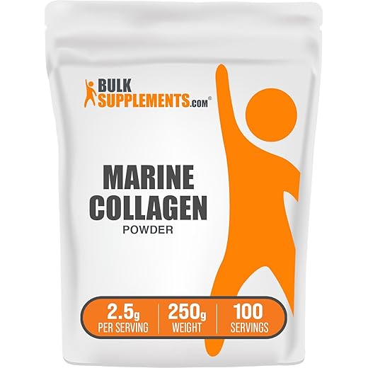 BulkSupplements.com Marine Collagen Powder - Marine Collagen Peptides Supplement, for Hair, Skin, & Nails - Hydyrolyzed & Gluten Free, 2.5g per Serving, 250g (8.8 oz) (Pack of 1)