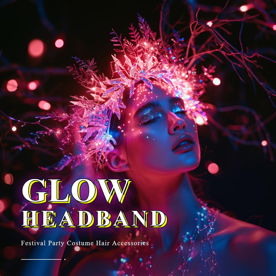 Edary LED Flower Crown Headband Light Up Hair Wreath Headbands Bridal Floral Headpiece Festival Hair Accessories for Women - Image 3