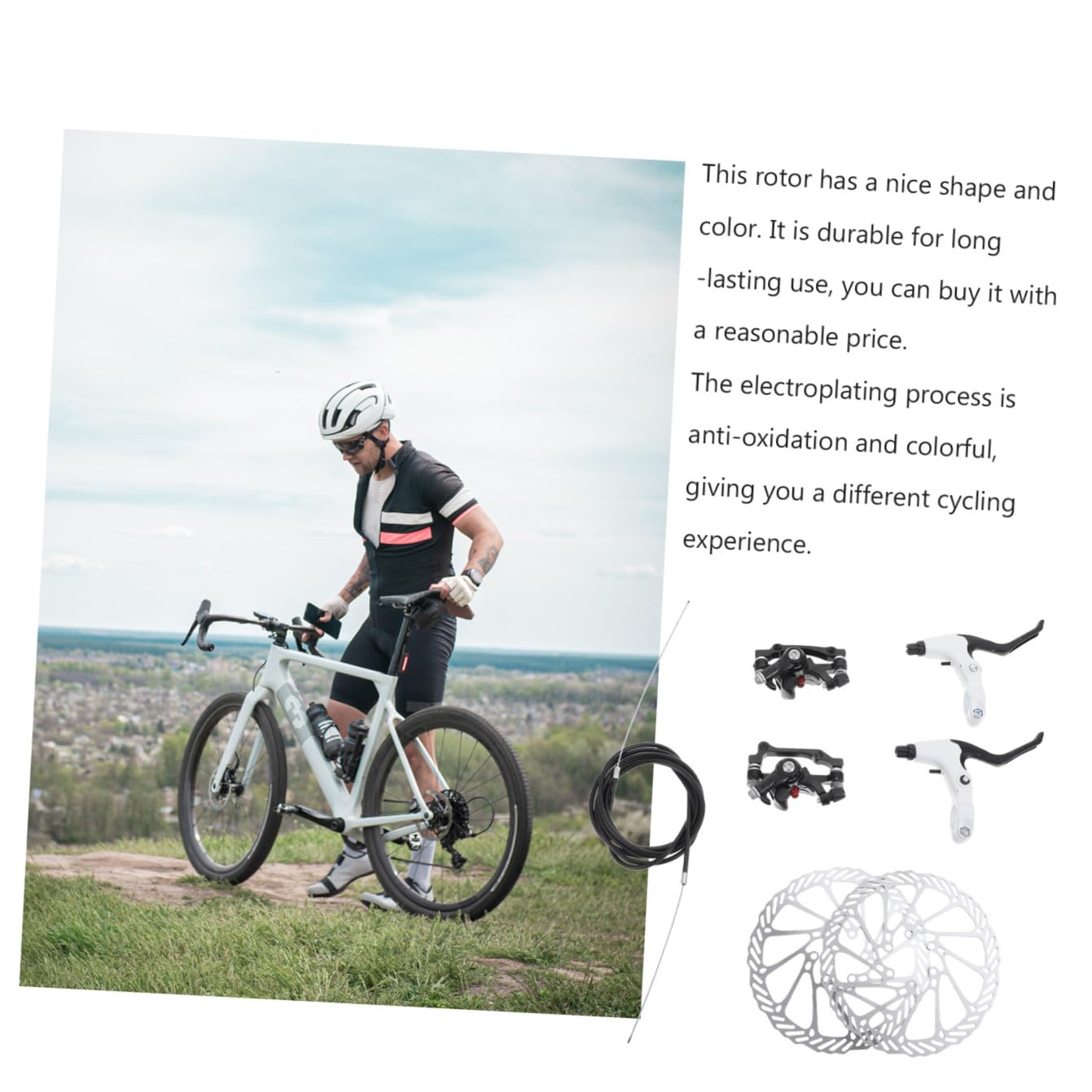 Gatuida Juego de Frenos de Disco Hidráulicos Material Plástico Negro y Alta Fricción Diseño Ahuecado y Soporte Multi-Radio para Bicicleta de Montaña