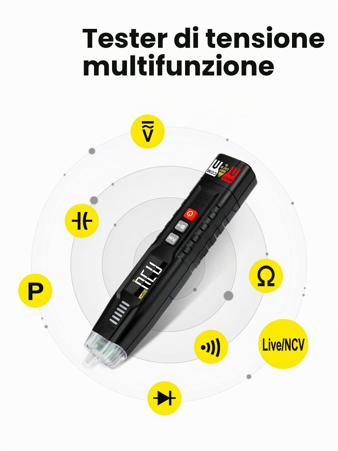 KAIWEETS Tester Multifunzionale di Tensione Senza Contatto Rilevatore Elettrico Intelligente con Toni di Avvertimento e Barra Indicatrice lampeggiante, Tester di Fili, Tester di Circuiti