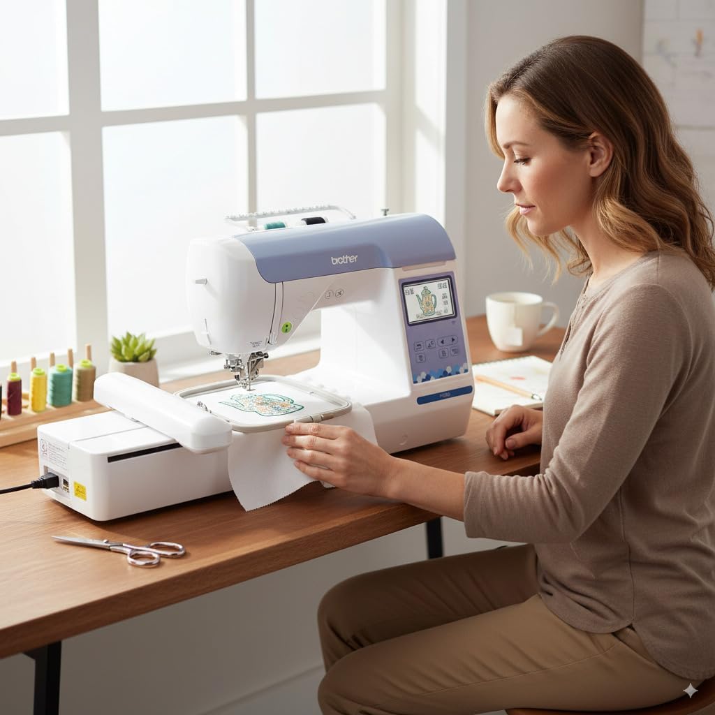 Brother Elite PE900 Large Embroidery Machine with Wireless LAN Bundle with Thread Kit (5 Items)