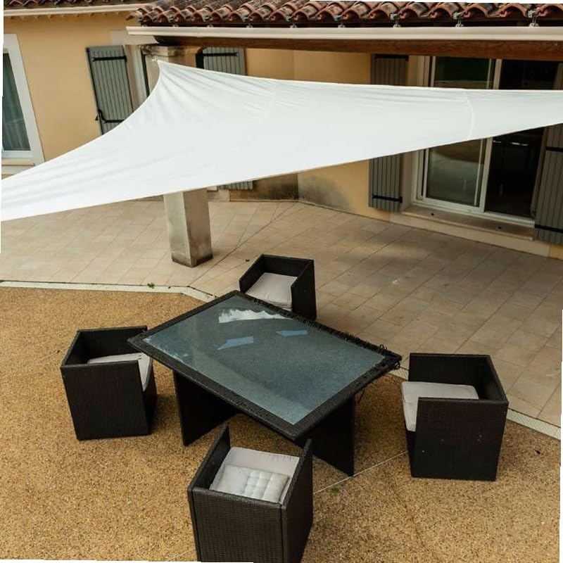 Voile d'ombrage triangulaire 5x5x5m blanc pour bloquer la chaleur du jardin