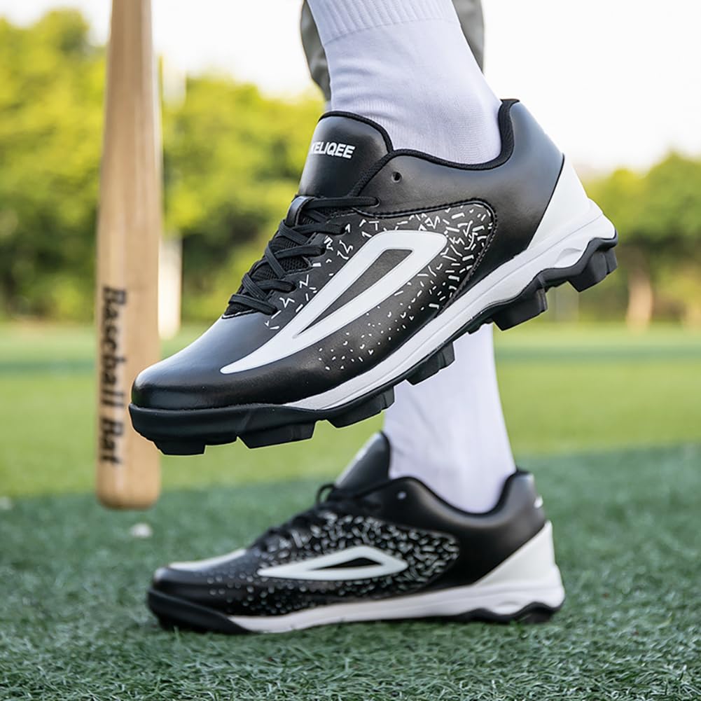 Chaussures de Baseball Respirantes Tige synthétique Flux d'air Crampons en Caoutchouc pour entraînement Sports de Terrain Hommes Femmes
