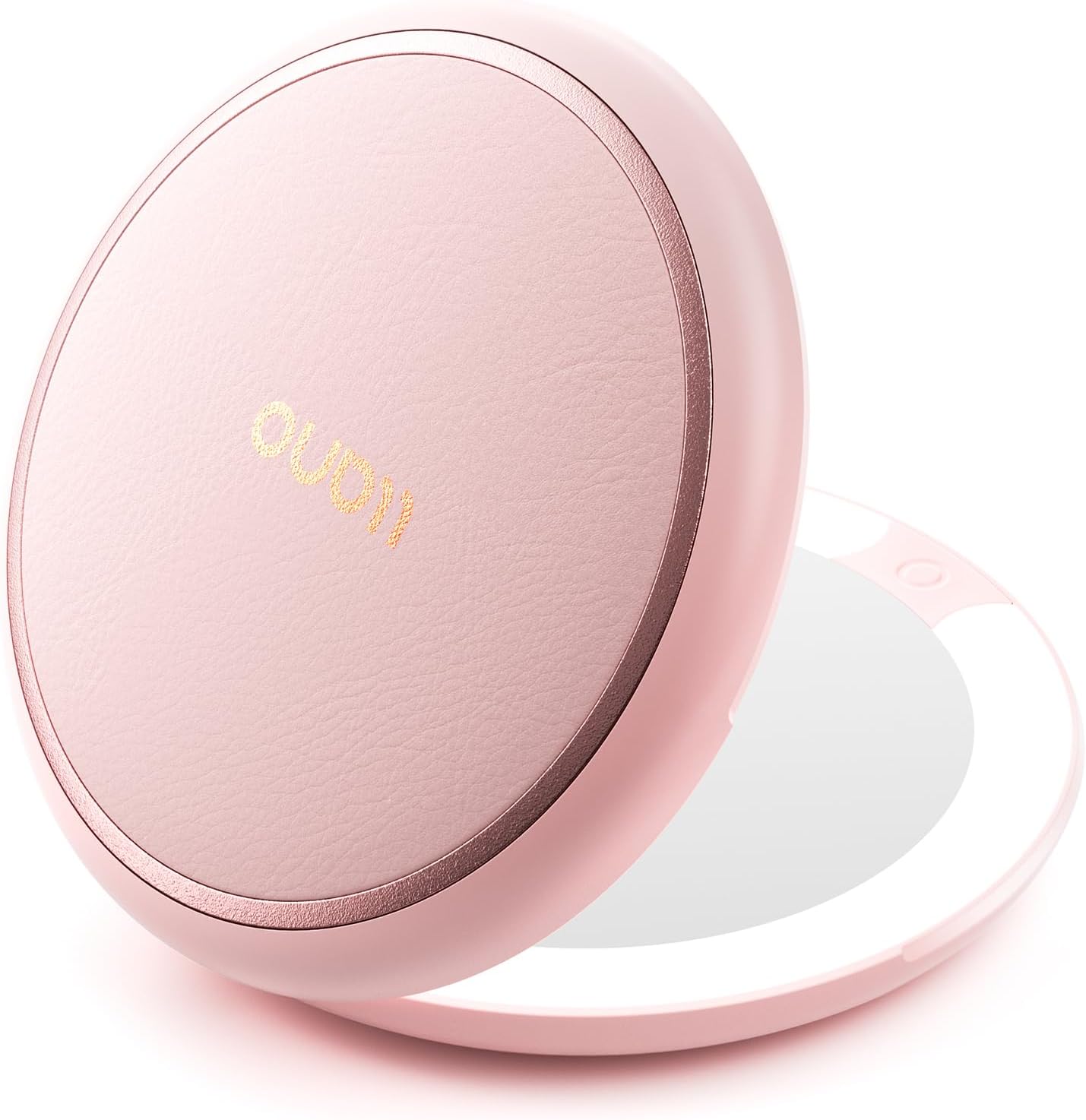 llano Compact Mirror, Lighted Travel Makeup Mirror with 1X/2X Magnifying Double Sided Dimmable Portable Pocket Mirror for Handbag and Pocket,Foldable Compact Mirror 3.6"L x 0.8"W, USB Charging (Pink)