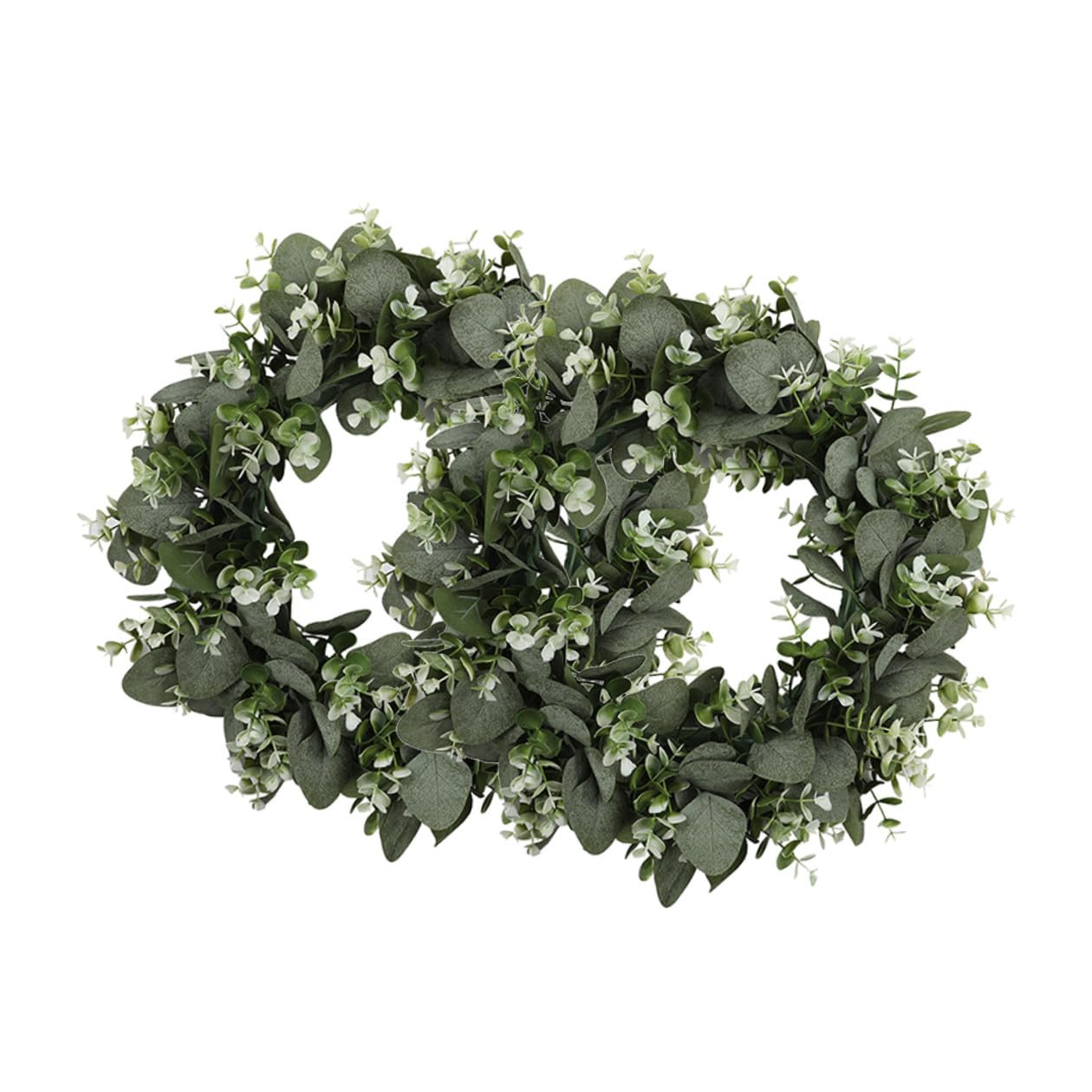 Guirlande eucalyptus artificielle réaliste : lot de 2 couronnes déco mur et porte