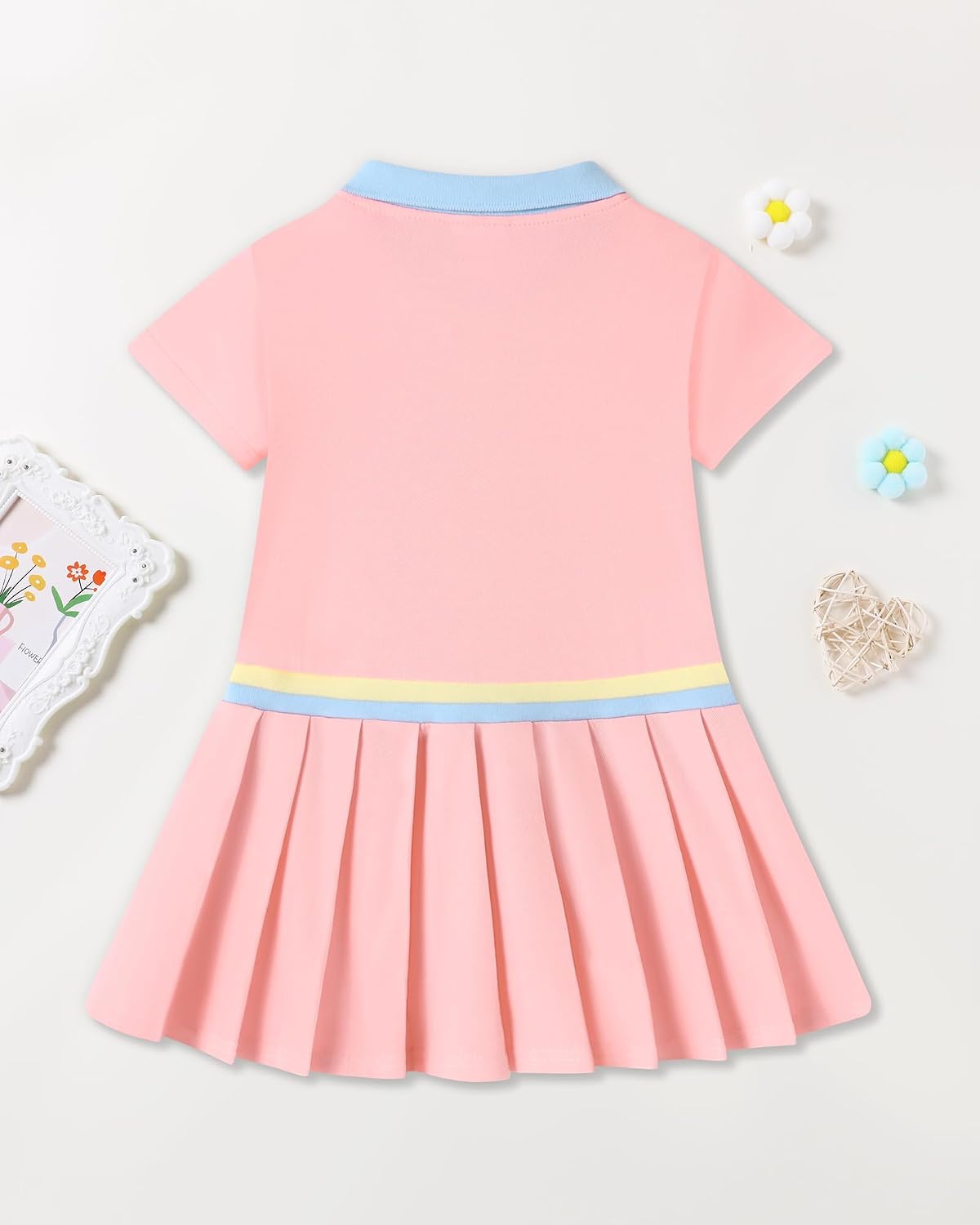 Toddler Girls Dresses Summer Polo Sporty Casual Dress 2-8Y