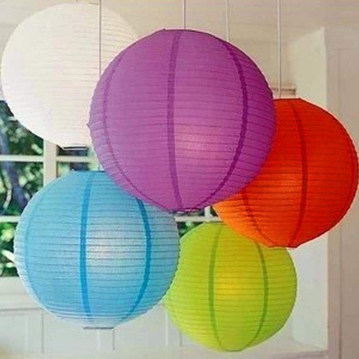 CEEYSEE 6 stuks papieren lantaarns, grasgroen, 30 cm, hangende ronde papieren lantaarns, opvouwbaar, papieren lampions voor bruidsfeesten, verjaardagen, feesten, tuindecoratie (grasgroen/D-CLS