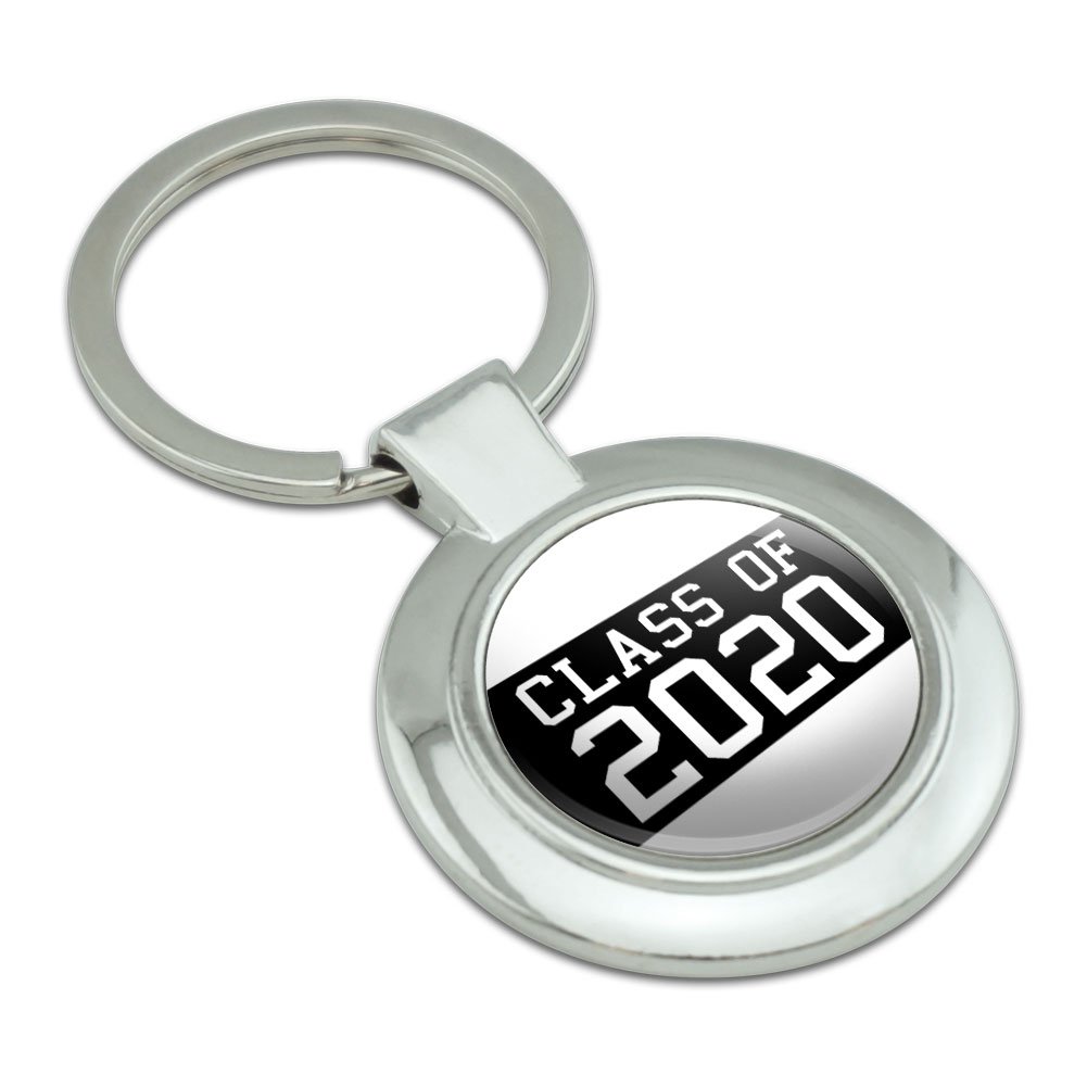 Graphics and More Class of 2020 Graduation Classy Round Chrome Plated Metal Keychain