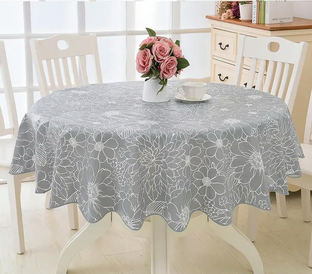 XHBYW 137-200cm PVC Hotel Waterproof and Oil Proof Large Round Tablecloth Hotel Plastic Round Table Cloth Wash Free and Scald Proof Table Cloth