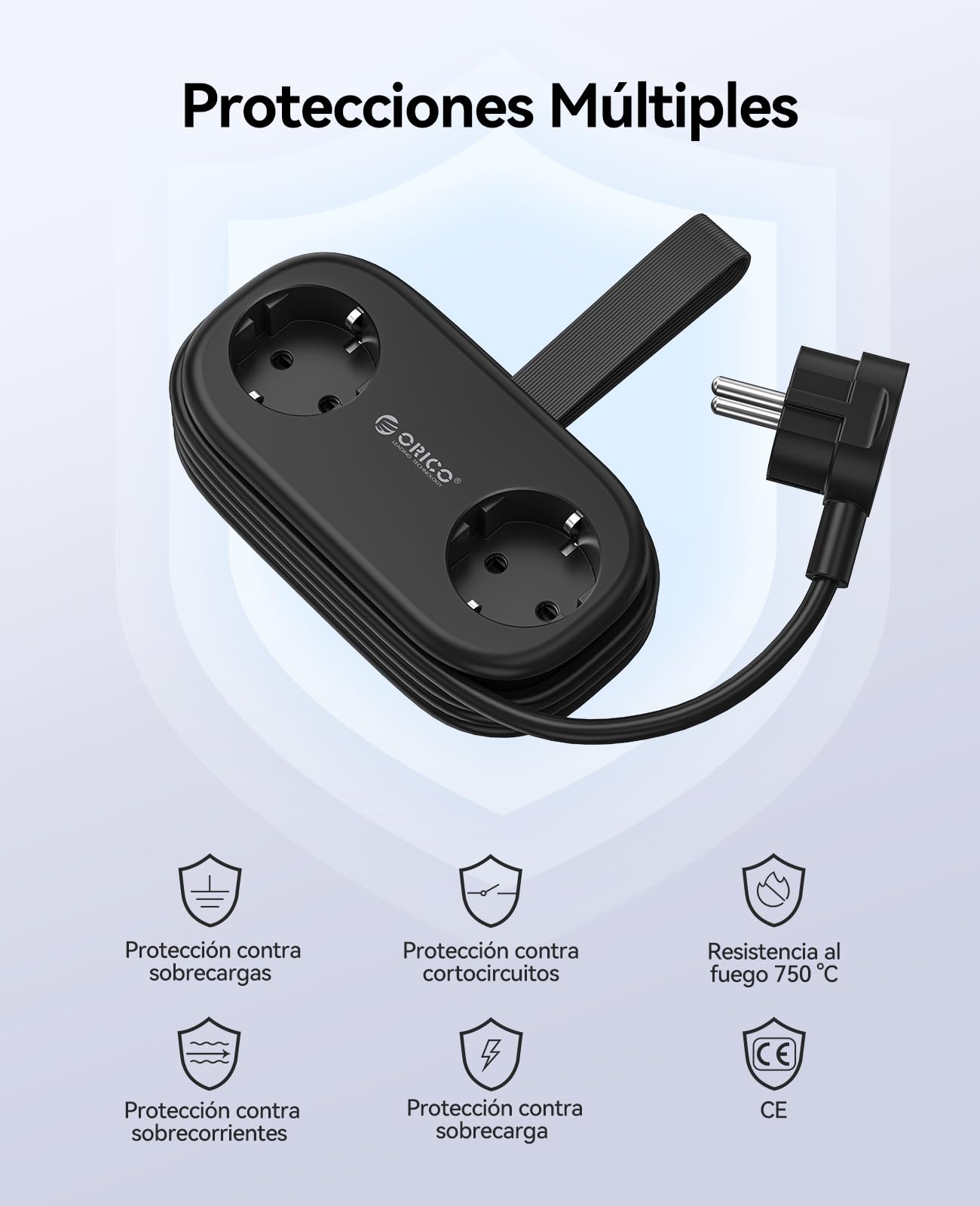 ORICO Kit de Viaje Completo: Regleta de Viaje (Negra) y Adaptador de Enchufe Universal - Solución de Carga 2 en 1 con 2 Tomas y 5 Puertos USB (PD 20W), Compacto para Equipaje