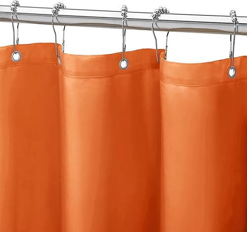 Gibelle Cortina de ducha de tela naranja, 72 x 72 pulgadas, forro de cortina de ducha impermeable para baño con ojales de metal y 12 ganchos de