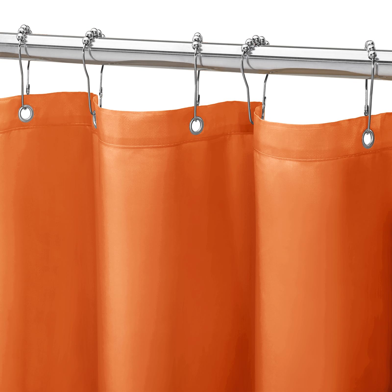 Gibelle Orange Fabric Shower Curtain or Liner, 72x72 Waterproof Shower Curtain Liner for Bathroom with Metal Grommets and 12 Plastic Hooks, Soft Cloth & Hotel Quality, Machine Washable