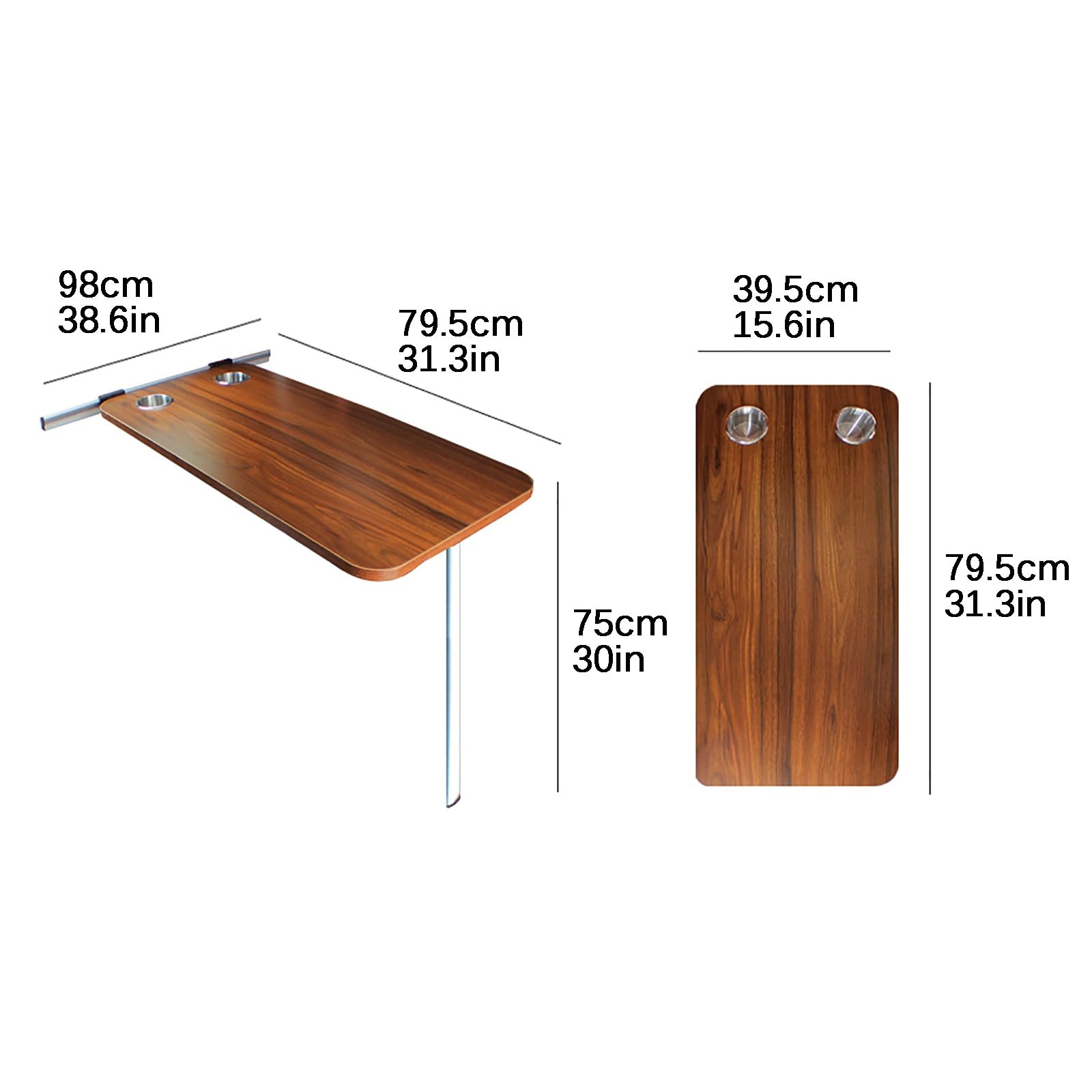 Mesa Plegable Camping para RV, Mesa Plegable Pared, Adecuada para Autocaravanas, Patas Plegables + Mesa + Kit Deslizante (Color : B)